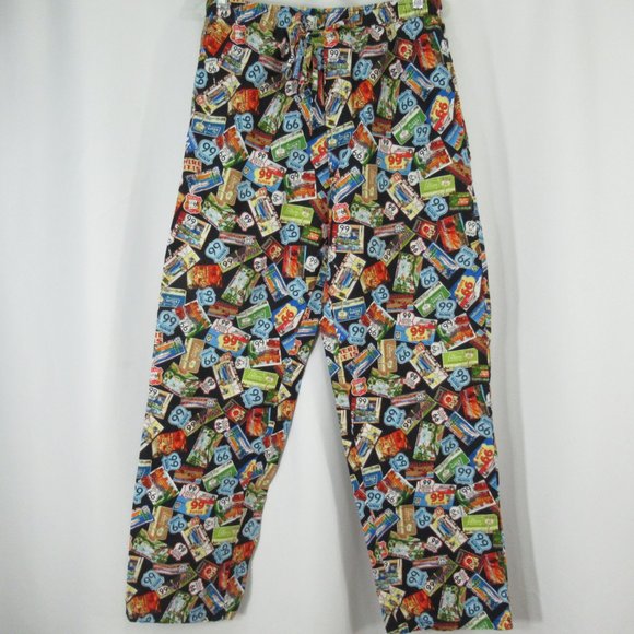 The Cats Pajamas PJ Lounge Pants Route 66 Collage Mens Medium Pockets Cotton - Picture 3 of 11